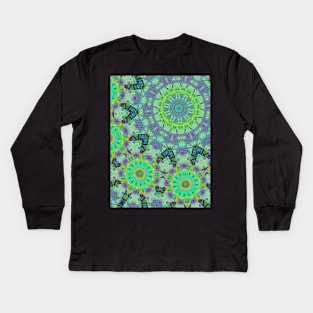 Greener shamanic psychedelic kaleidoscope Kids Long Sleeve T-Shirt